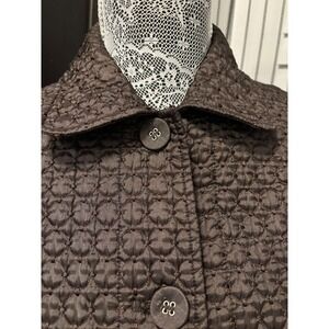 Chocolate Rich Brown Color Chico's Quilted Textured Jacket Button Front Size 1
